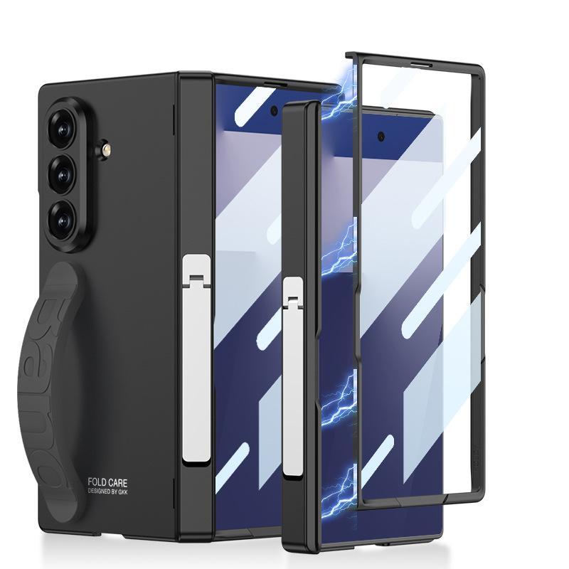 Подходит для чехла для мобильного телефона Samsung Z Fold7 Новый чехол с магнитным шарниром Пленка Встроенный силиконовый ремешок-браслет Подставка Защитный чехол