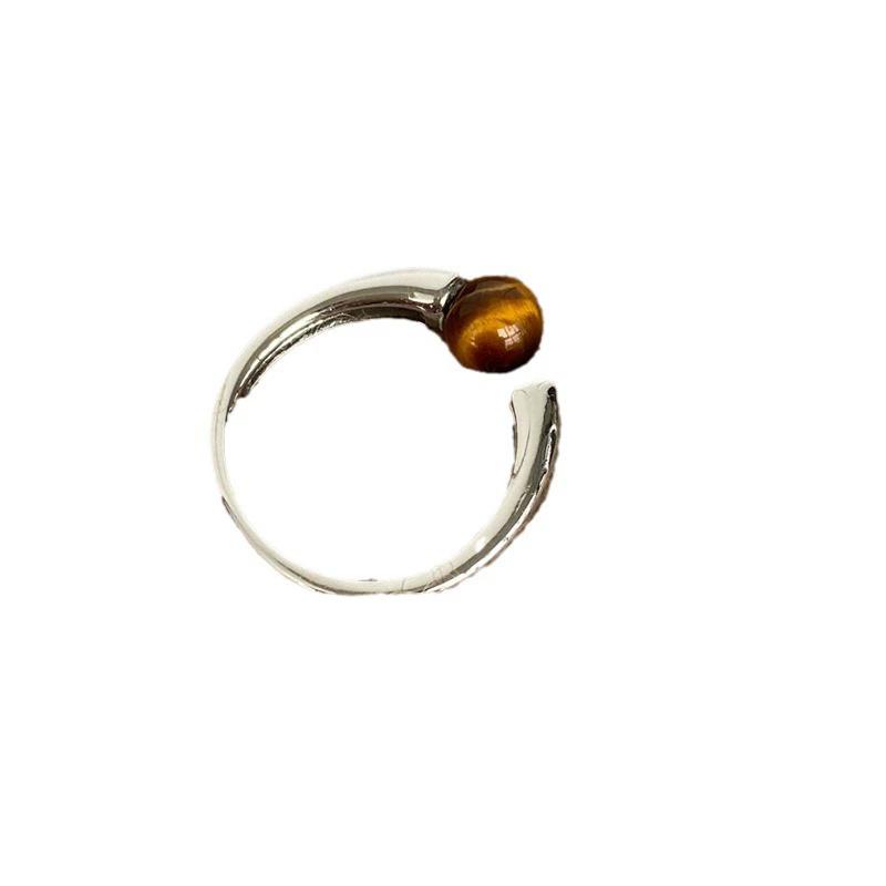 Elegant Silver Plated Tiger Eye Stone Rings For Women Minimalist New Fashion Personality Creative Daily Party Jewelry Gift