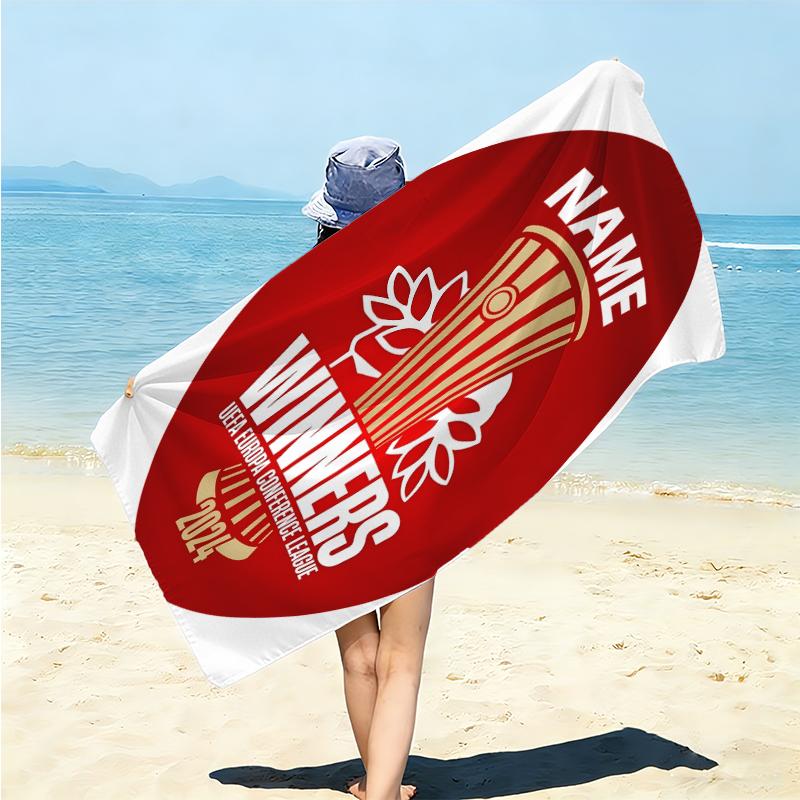 Personalized UEFA Europa Conference League Winners Beach Towel Microfiber Beach Towel Thin Absorbent for Beach Swimming Yoga Bath Sports. 0910144