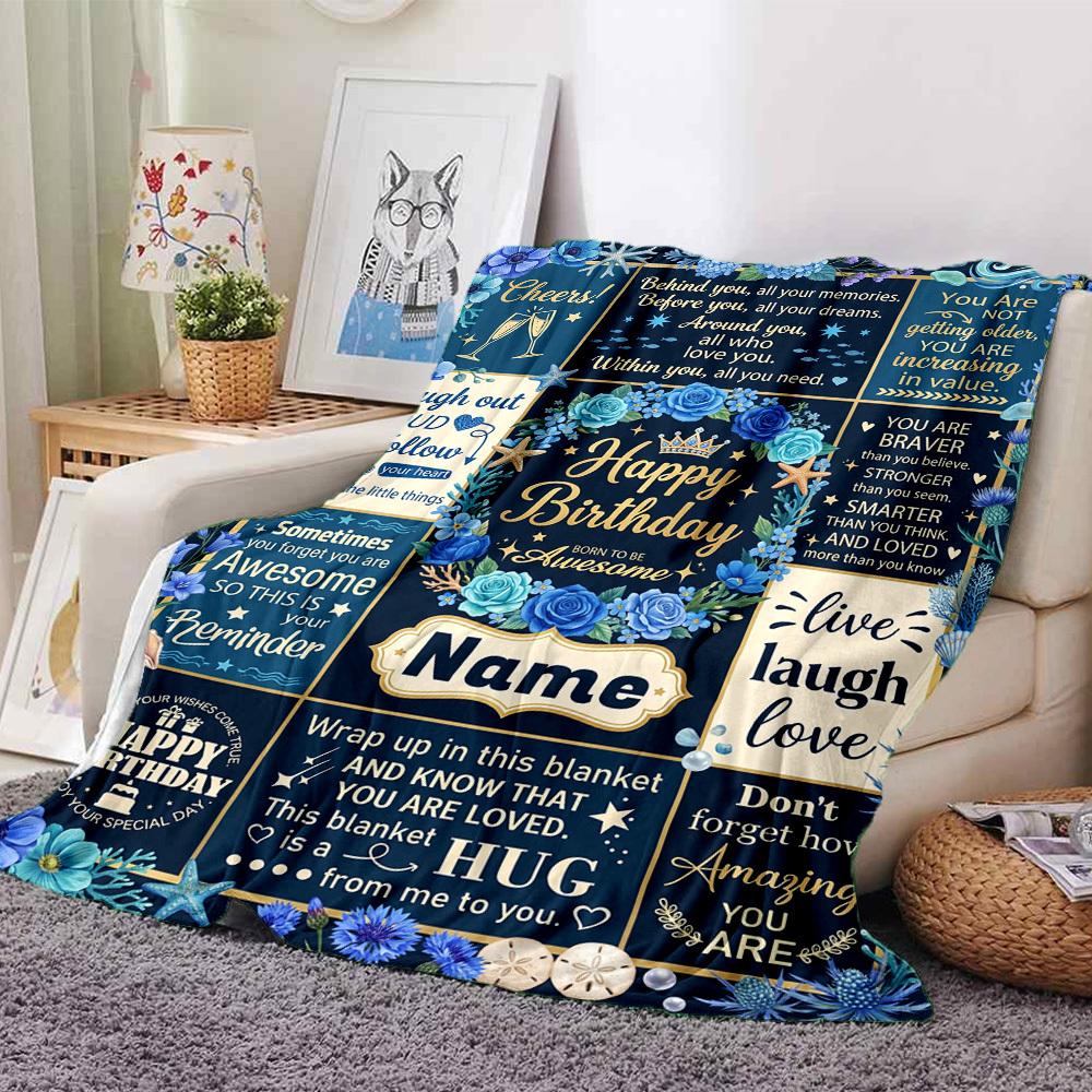 Birthday Wishes Blanket Blanket Customize Your Name Warmthful Decor Perfect For Sofa Couch Office Bed Picnics For All Occasions Stylish Decor Perfect