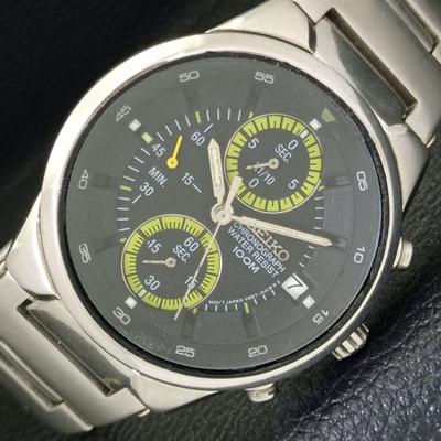 Б/У винтажные кварцевые часы-хронограф SEIKO из Японии с оригинальным циферблатом a433730-2