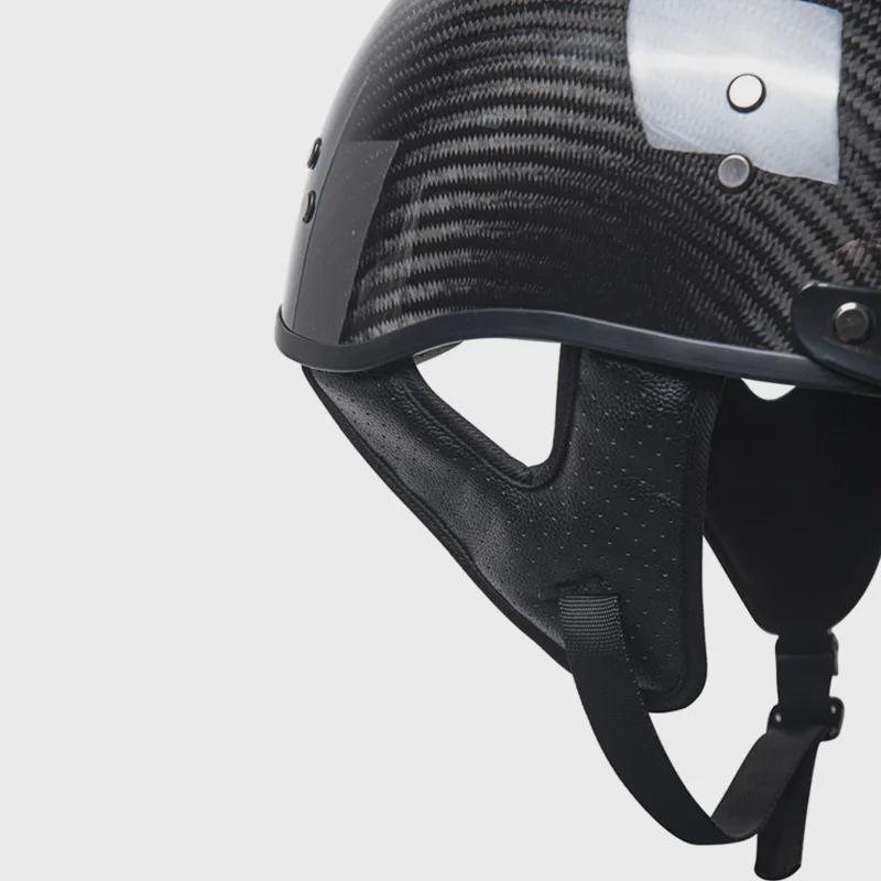 Ретро-шлем для мотоцикла из углеродного волокна, полушлем унисекс, ветрозащитный и защитный для всех сезонов