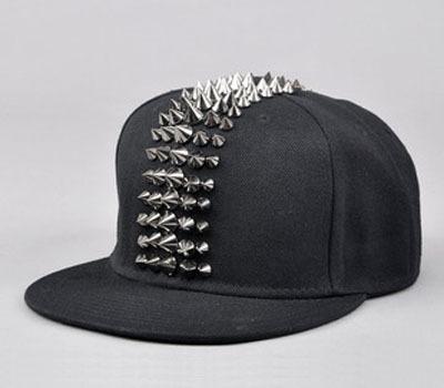 56-60Cm Adjustable Flat Brim Baseball Cap Punk Style Plastic Rivet Decoration Hat Outdoors Hip-Hop Street Dance Sun Football Hat