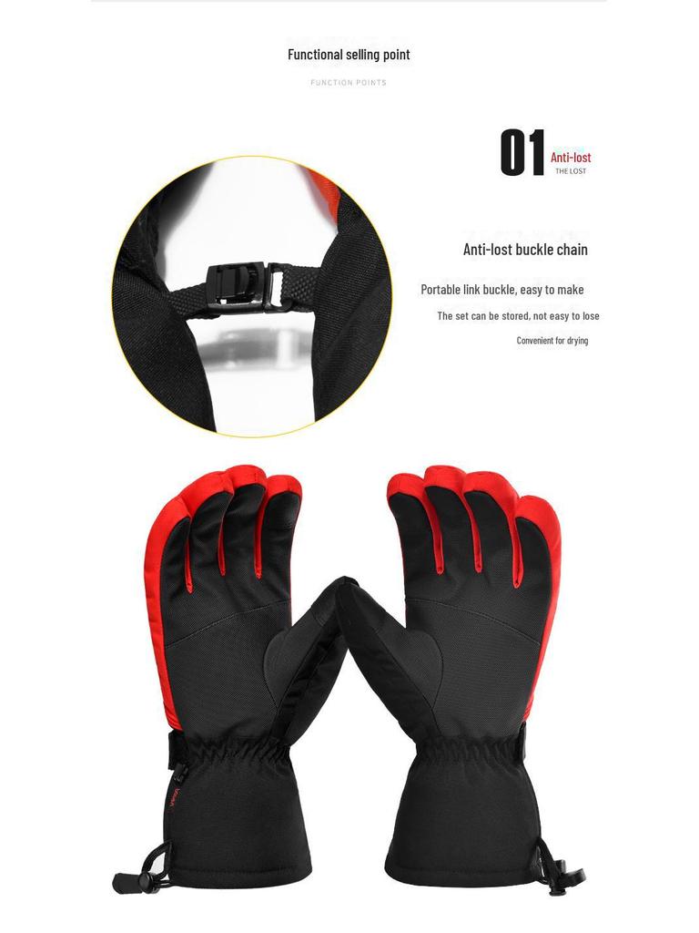 Boden 1384 Winter Ski Gloves: Warm, Cold-Resistant, Touchscreen Compatible, Plus Velvet Lining for Single and Double Board Use