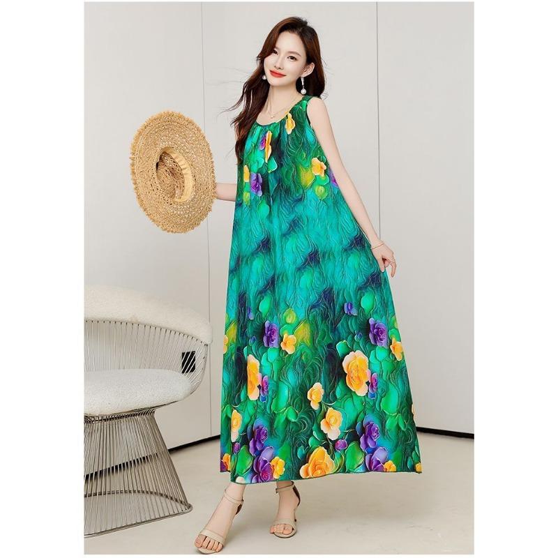 Бохо платье без рукавов большого размера, этническое летнее пляжное макси длинное платье, модное для отпуска
