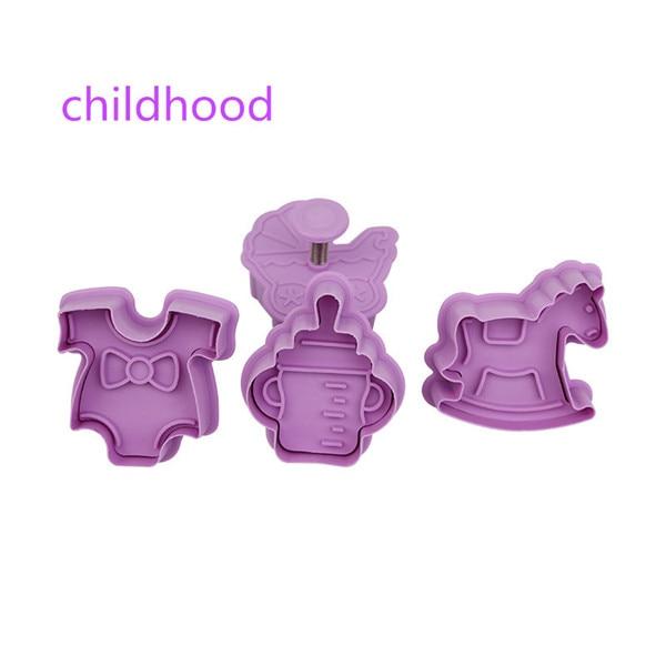 4pcs Stamp Biscuit Mold 3D Cookie Plunger Cutter Pastry Decorating DIY Food Fondant Baking Mould Tool Christmas Tree Snowman