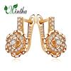 MINTHA Flower Clip Earrings Trendy Wedding Daily Fashion Jewelry Hollow Cubic Zirconia Earrings For Women Bridal Earrings