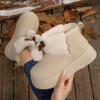 Fashion Soft Thick Bottom Furry Snow Boots Women 2025 Winter Chunky Platform Fluffy Fur Ankle Boots Cute Plush Ball Bowknot Cotton Shoes