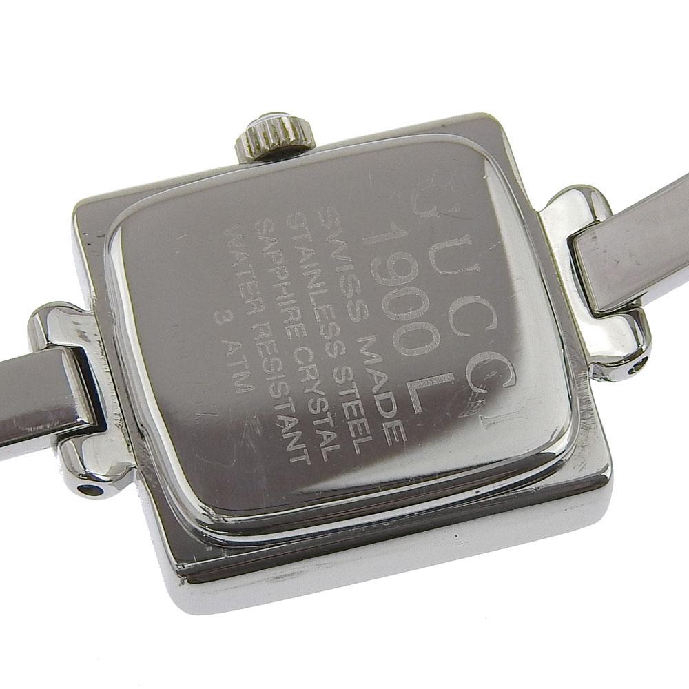 Gucci Часы 1900L черный циферблат нержавеющая сталь кварцевые аналоговый дисплей женские б/у