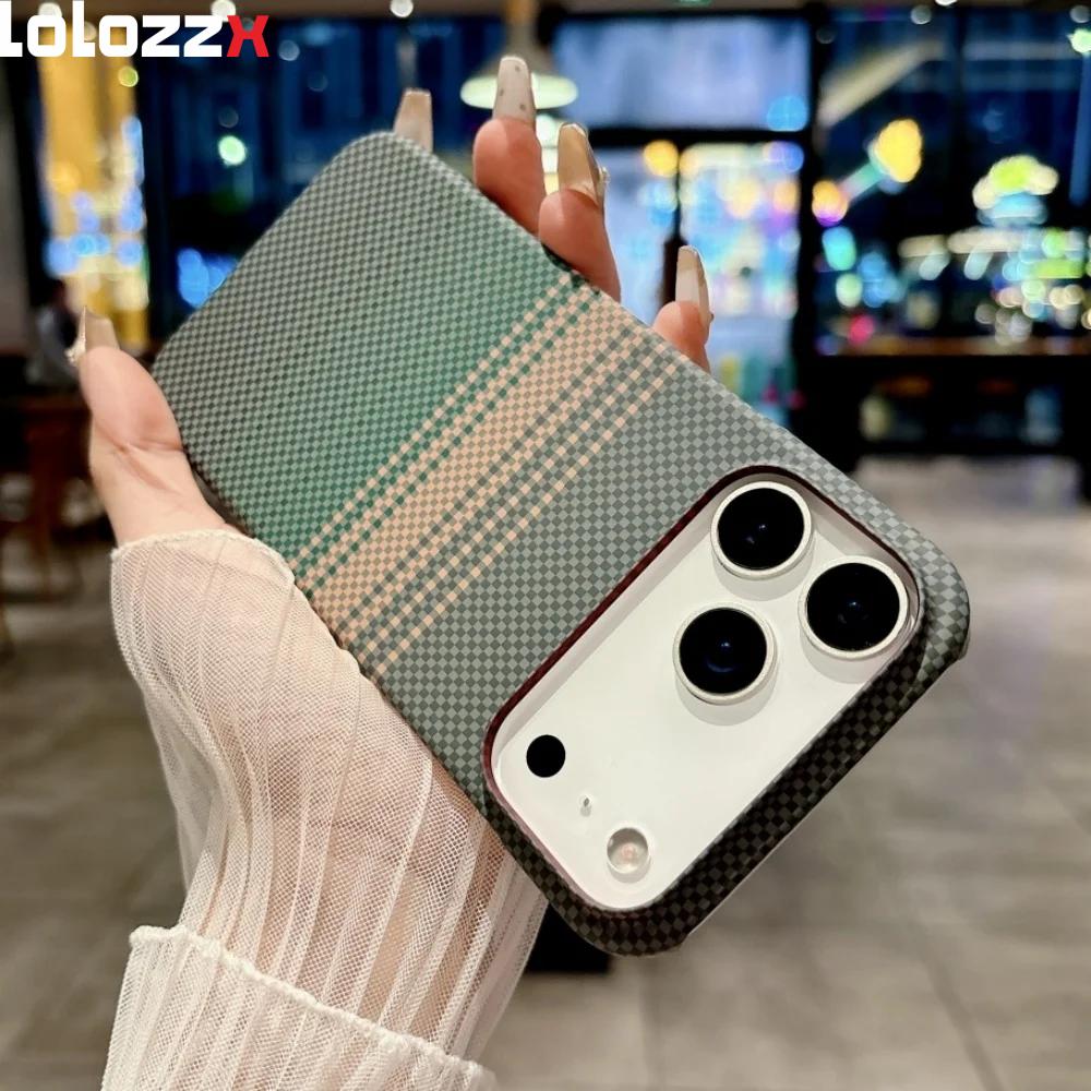 Магнитный чехол из волокна для телефона для iPhone 17 Pro Max Air 16 15 Plus 14 13 12 11 Углеродное волокно для Magsafe Тонкий PC Coque iPhone 17Pro