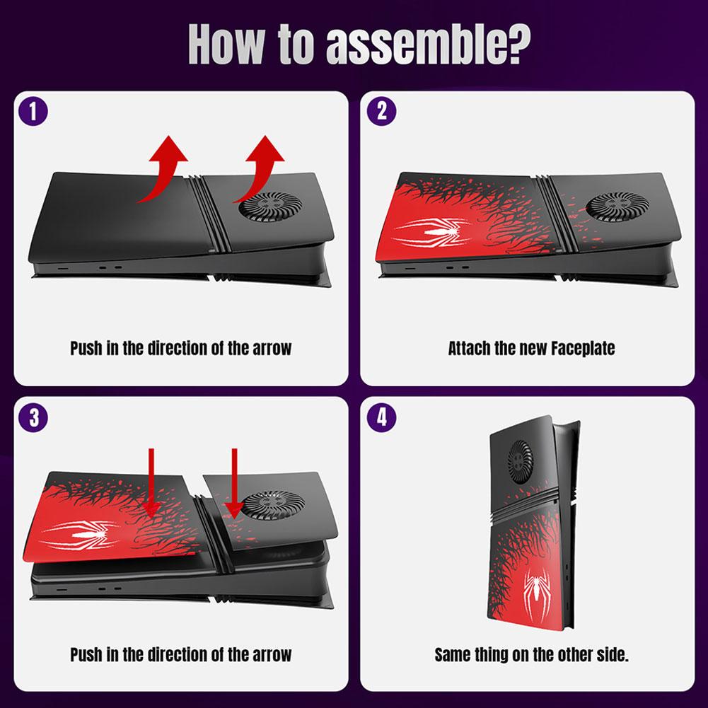 For Playstation5 Pro Limited Edition Spider Hard Faceplate Cover Premium ABS Replacement Shell Accessories For PS5 Console Cover