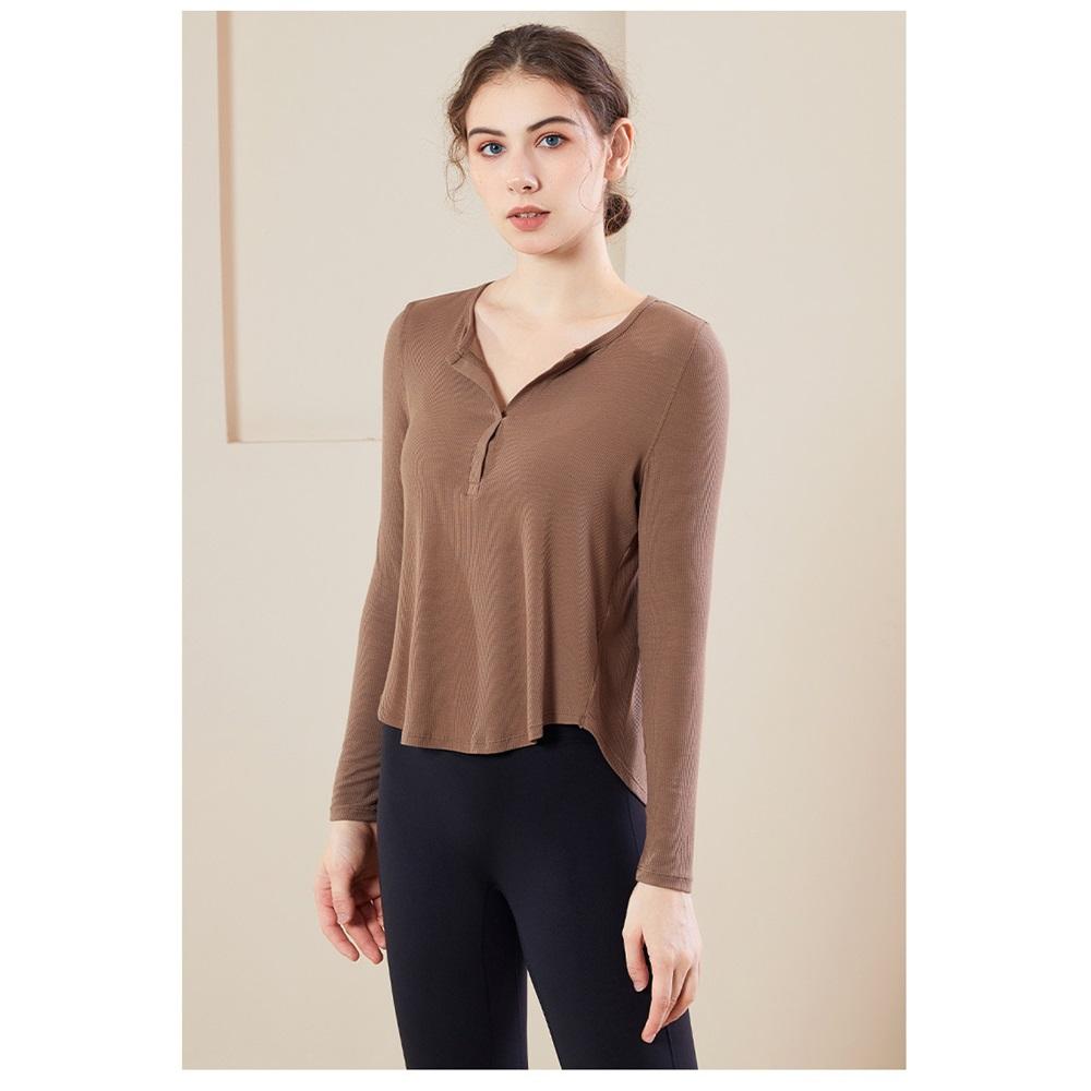 Свободная футболка для фитнеса и йоги с длинным рукавом, быстросохнущая накидка, новинка осени, универсальный топ с нитью для спортивного фитнес-костюма для женщин