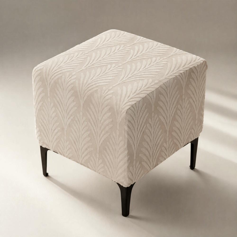 Square Shaped Ottoman Dust Protector Jacquard Velvet Bench Storage Cover Storage Ottoman Shield