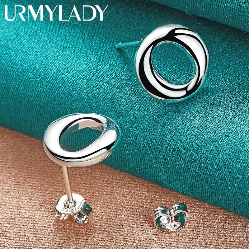 Серьги-гвоздики в форме круга из стерлингового серебра 925 пробы для женщин, модные ювелирные изделия