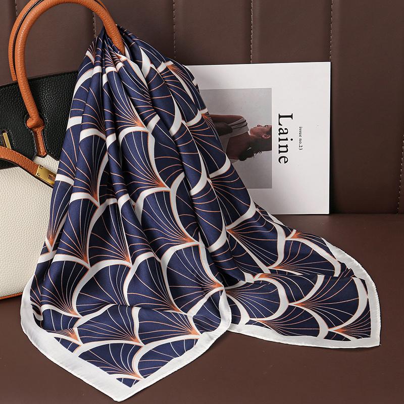Luxury Print Satin Silk Square Scarf for Women Shawl Hijab Neckerchief Female Hair Ribbon Headband Fashion Wrap Bandana