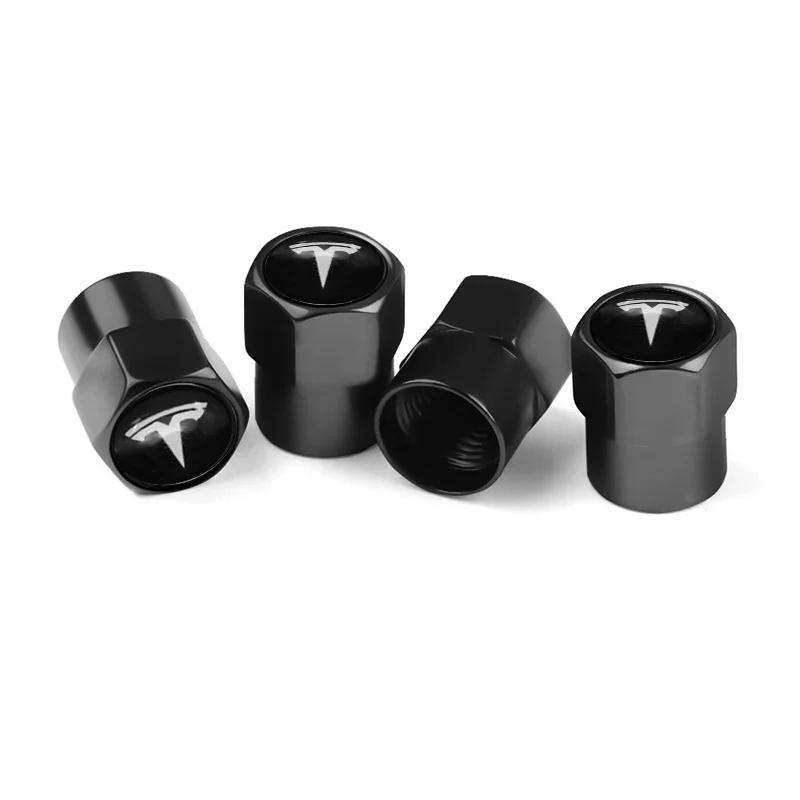 4Pcs Car Wheel Tire Valve Caps Air Stem For Tesla Model S Model X Y 3 Roadster SpaceX Tyre Plug Auto Tools Accessory