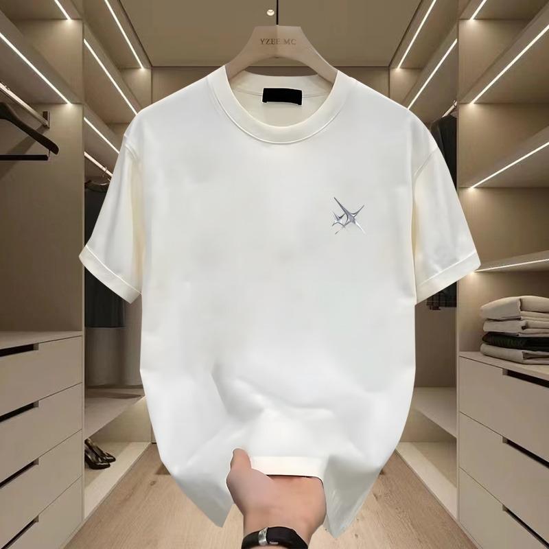 Men's High-End 2025 Summer Trendy Loose Round Neck Cotton T-Shirt