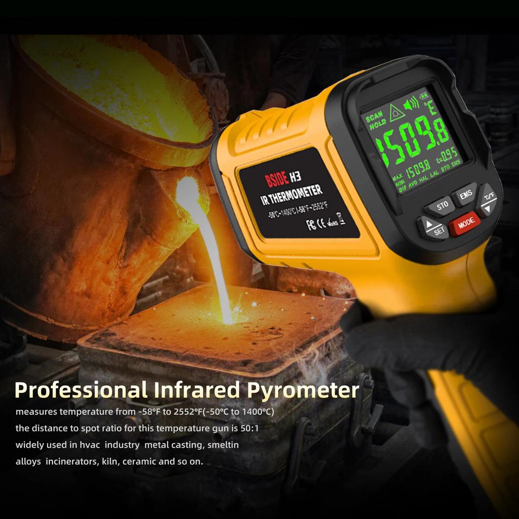 Infrared Thermometer Gun -50~1400°C Professional Handheld BBQ Digital IR-LCD Industrial Non Contact Temperature Measuring Meter