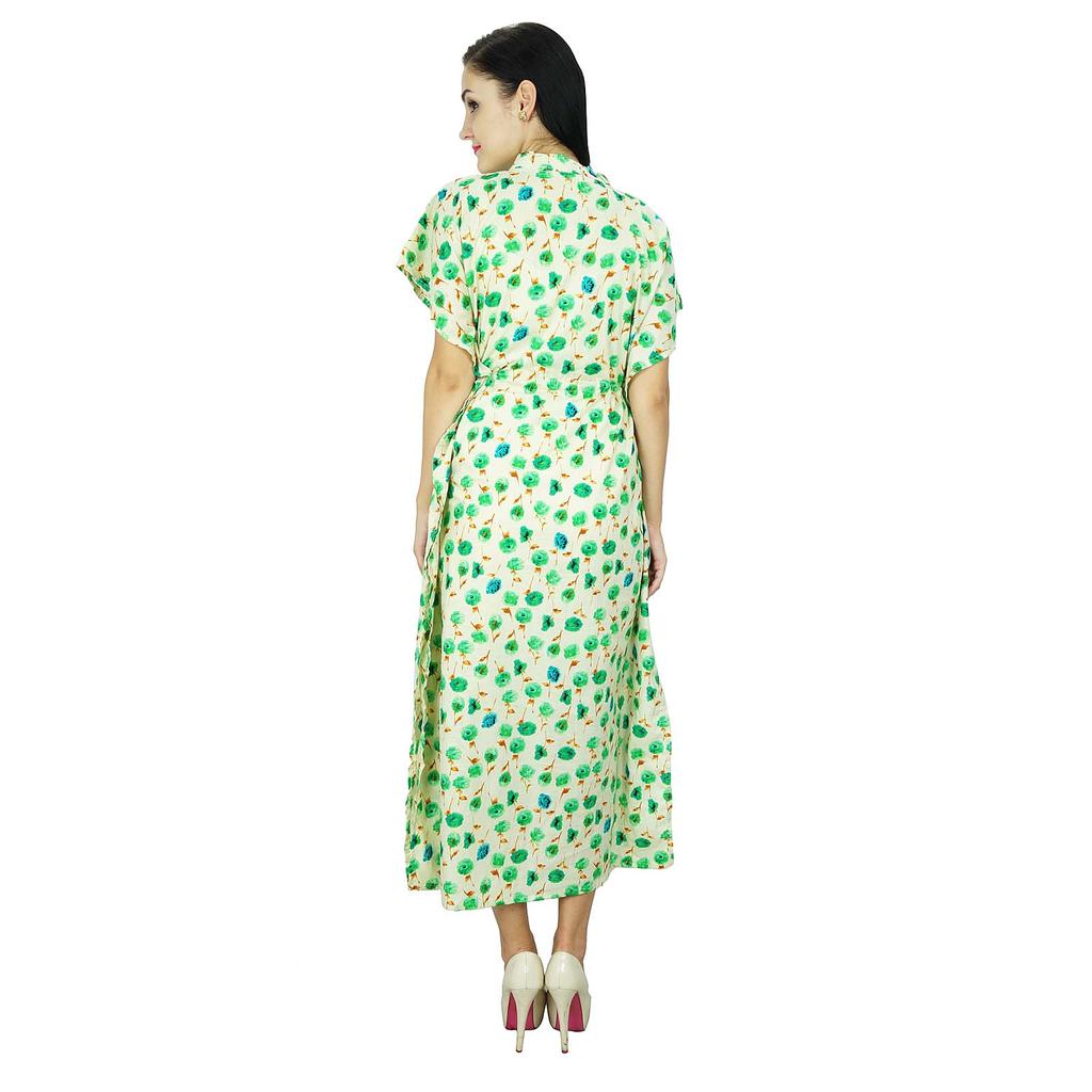 Bimba Women Long Cotton Kaftan Bohemian Nightgown Floral Maxi Caftan
