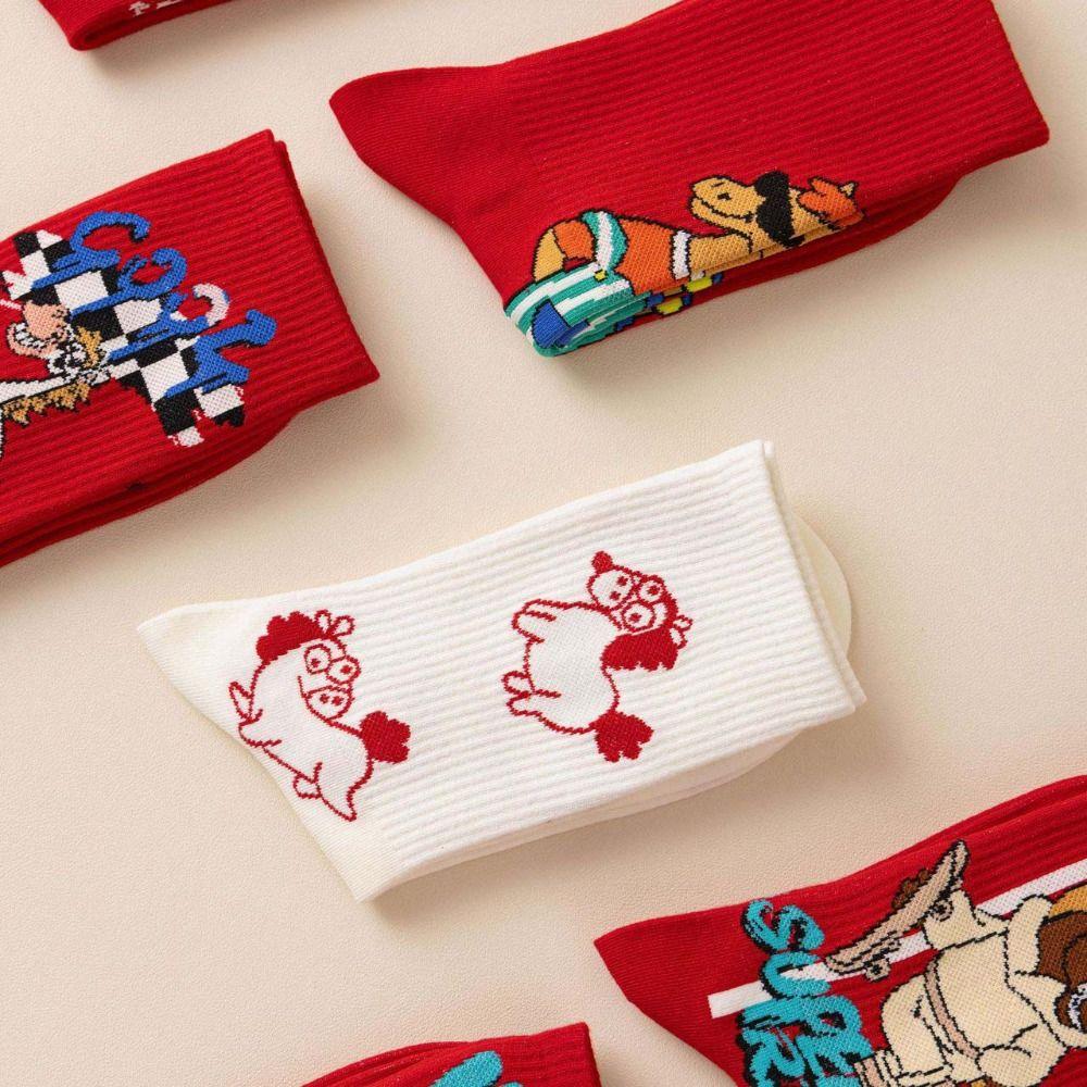 Chinese Culture Year of The Horse Socks Letter Zodiac Year Socks Creative New Year Tube Socks Gift