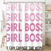 Chic Girl Boss Shower Curtain Set For Bath Decor Gradient Pink Typography Design Durable Fabric Material With Hooks Included
