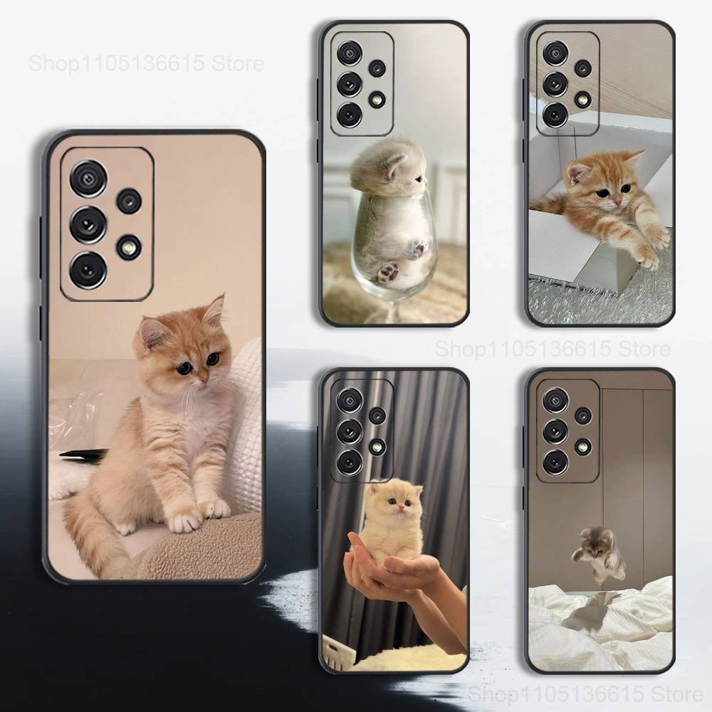 Cute Animals Clingy Cats Phone For Samsung S22,Ultra,S25,S24,S23,FE,Plus,S21,S20,Lite,S10,S9,Soft Silicone Black