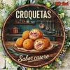 1 шт. Винтажная жестяная табличка Croquetas 8x8 дюймов Круглая металлическая табличка Испанская кухня Настенное искусство Декор для кухни и бара