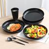 3pcs/set Anti-fall Black Tableware Set Plastic Plate/Bowl/Cup Eco-friendly Cutlery Set Outdoor