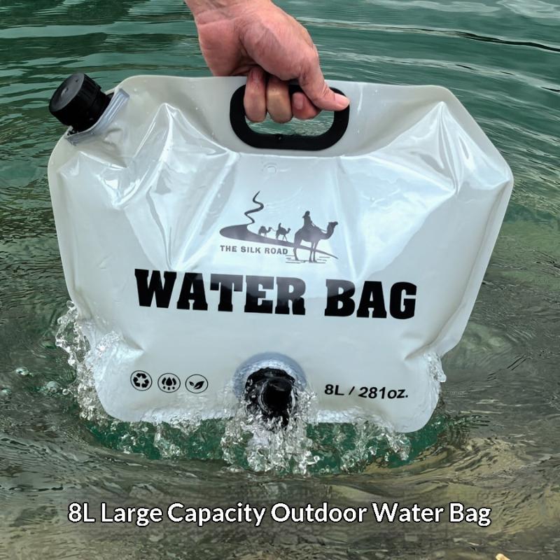 8L Camping Water Bag Portable Folding Water Storage Jug with Faucet Large Capacity Reusable Water Carrier for Outdoor Hiking Picnics BBQ