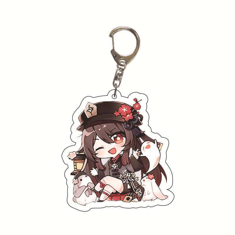 Original God Acrylic Keychain: Traveler, Hu Tao, Klee, Ganyu, Zhongli Characters