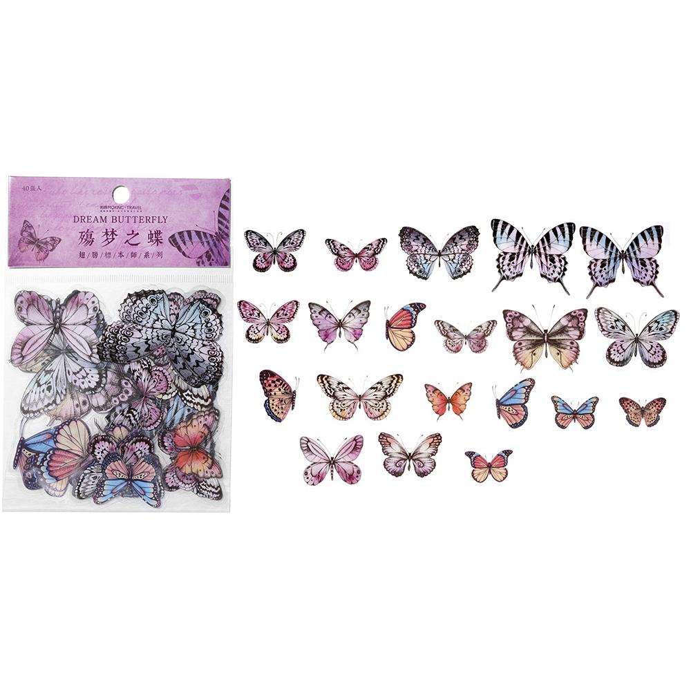 40pcs Colorful Butterfly Wings Stickers Epoxy Resin Fillings Plant Sticker for DIY Silicone Mold Filler Nail Art Crafts Decor