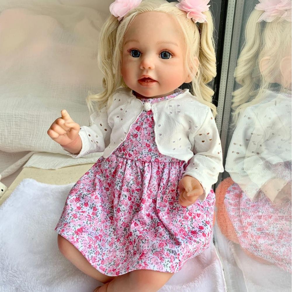 50см Блондинка Кукла Реборн Косплей Девушка Принцесса Мягкое Тканевое Тело Кукла Новорожденный Игрушки Высокопигментированная Роспись Кукла Симуляция Сопровождающий Подарок для Детей
