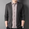 Мужская модная трикотажная рубашка-кардиган весна/осень 2023 года с воротником-стойкой