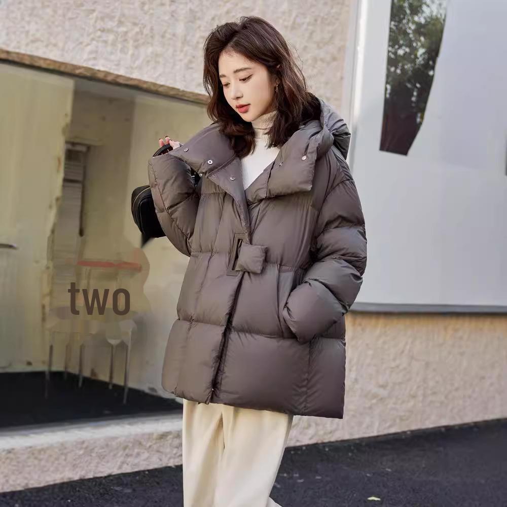 Women's Mid-Length Hooded Down Jacket - 2024 Winter Fashion, Thick, Warm, and Trendy White Duck Down