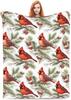 Red Cardinal Blanket Gifts for Women Snowy Branch Berries Flannel Throw Blankets Soft Comfy Lightweight for Home Decor Couch Bed Sofa 60x50 Inches