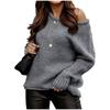 Autumn Women Casual Long Sleeve Sweaters Crew Neck Pure Color Soft Ribbed Knitted Oversized Loose Pullover