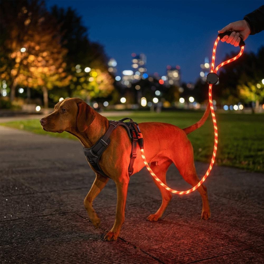 USB Charging LED Dog Leash Super Bright LED Sturdy Wear Resistant Luminous Pet Leash Type C Fast Charging Multiple Light Modes