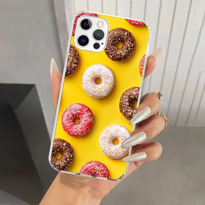 Чехол для телефона Macaron Ice Cream Cake Doughnut для Iphone 17 Air 16 15 Plus 14 13 Mini 12 11 Pro Max 16E 7 8 SE 2020 Мягкий Funda Prin