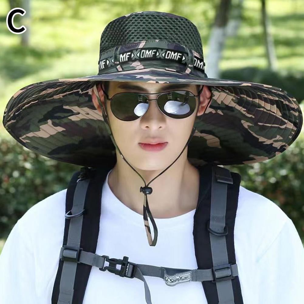 Новая летняя шляпа от солнца с широкими полями 15 см для мужчин, дышащие рыболовные кепки, защита от солнца и УФ-лучей, сетчатая шляпа рыбака, походная, для улицы, пляжная кепка