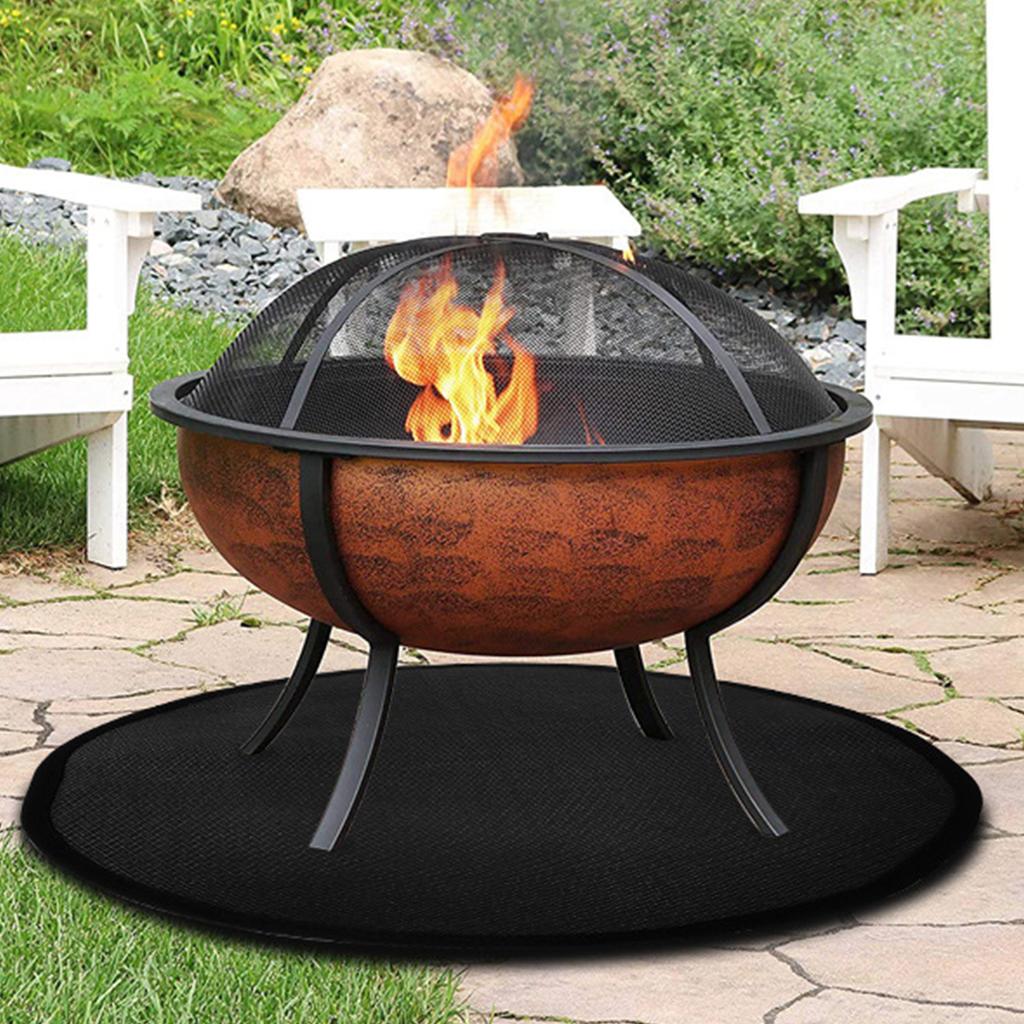 Коврик для костра Blcak, круглый коврик для костра, огнестойкий, 3-слойный, утолщенный коврик для углей, многоразовый, водонепроницаемый, для защиты гриля