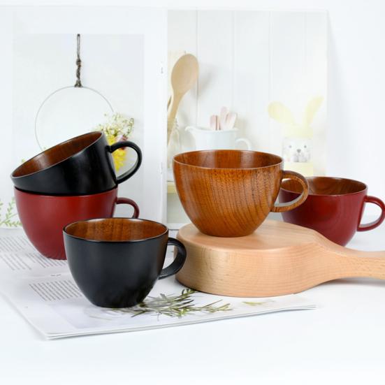 Деревянная чашка на 350 мл/500 мл, легко чистящаяся чаша в японском стиле, небьющийся стакан для сока