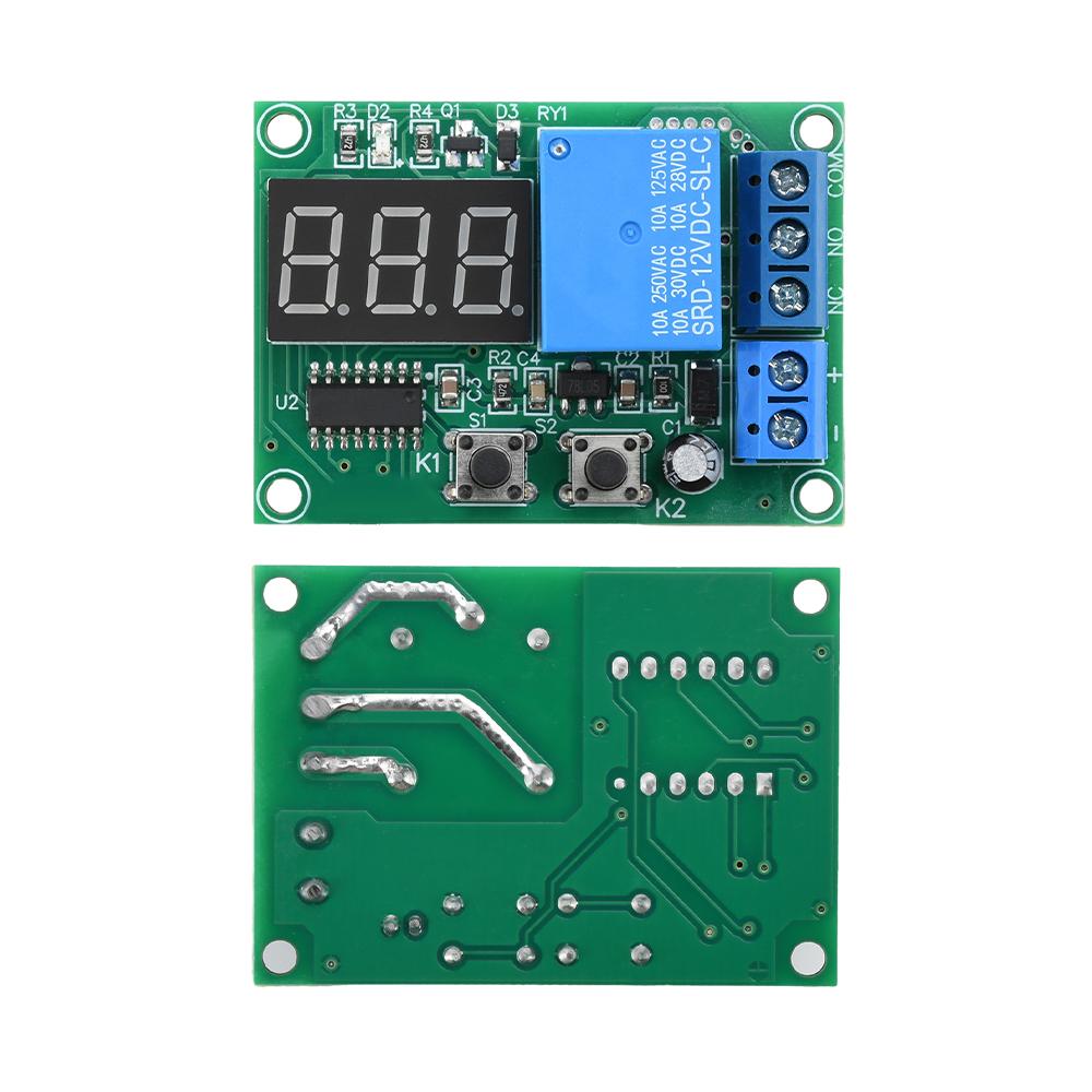 Многофункциональный цифровой реле-таймер DC12V/24V, 3-значный красный дисплей 0,36 дюйма, время задержки выключения / задержка включения / циклический режим Вкл/Выкл