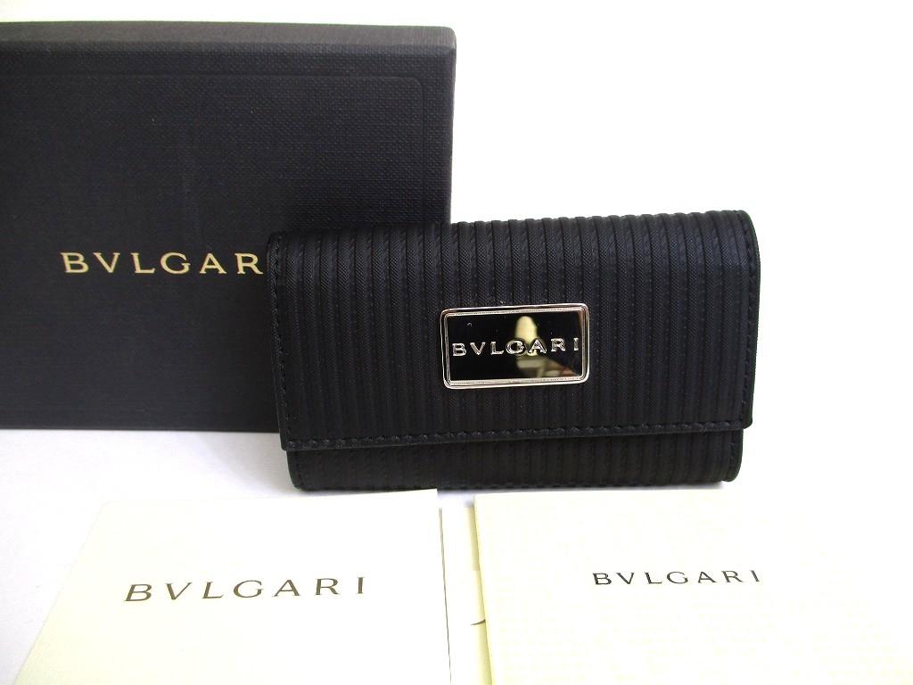 Authentic BVLGARI Mirerige Black Leather 4 Pics Key Cases #a659  Refurbished
