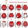 12PCS Wooden Christmas Ball Ornaments Red White Elk Snowflake Xmas Tree Decor Holiday Winter Party Hanging