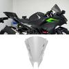 Motorcycle Double Bubble Windshield with Polished Air Flow and Sun Visor for Honda Ninja Ninja 500 and Ninja 500 SE Transparent White Baffle,