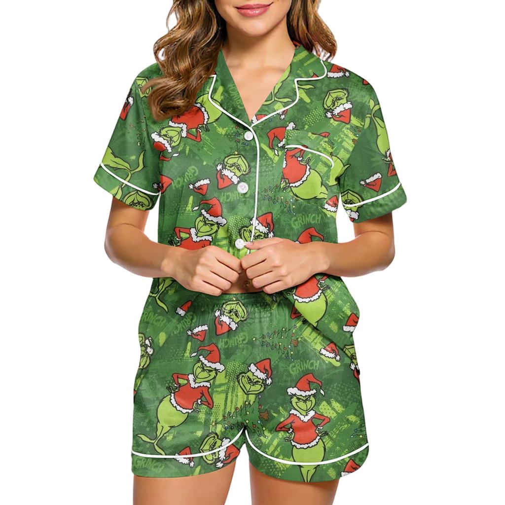 Женский модный домашний пижамный комплект Домашняя одежда Пижама с коротким рукавом Шорты Комплект из двух предметов