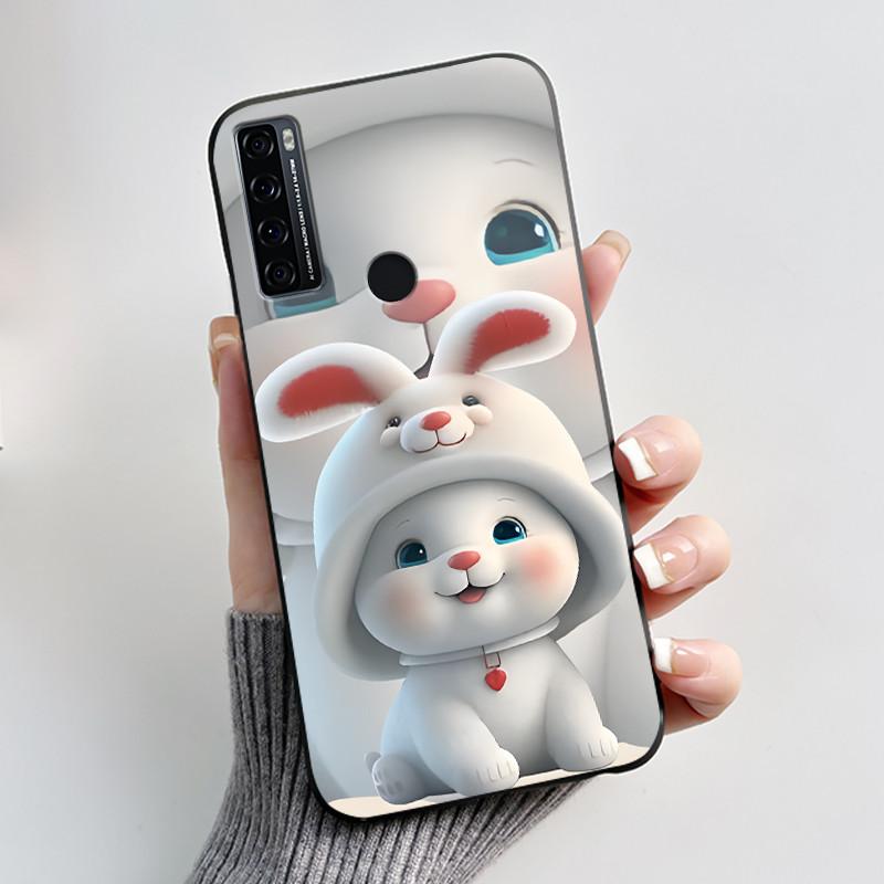 Для TCL 20 SE XE 20R 5G Чехол Роскошный Милый Кролик с Сердечком Забавный Черный Мягкий Силиконовый Задняя Крышка Для TCL 20 R 5G 20SE 20XE Чехол для Телефона