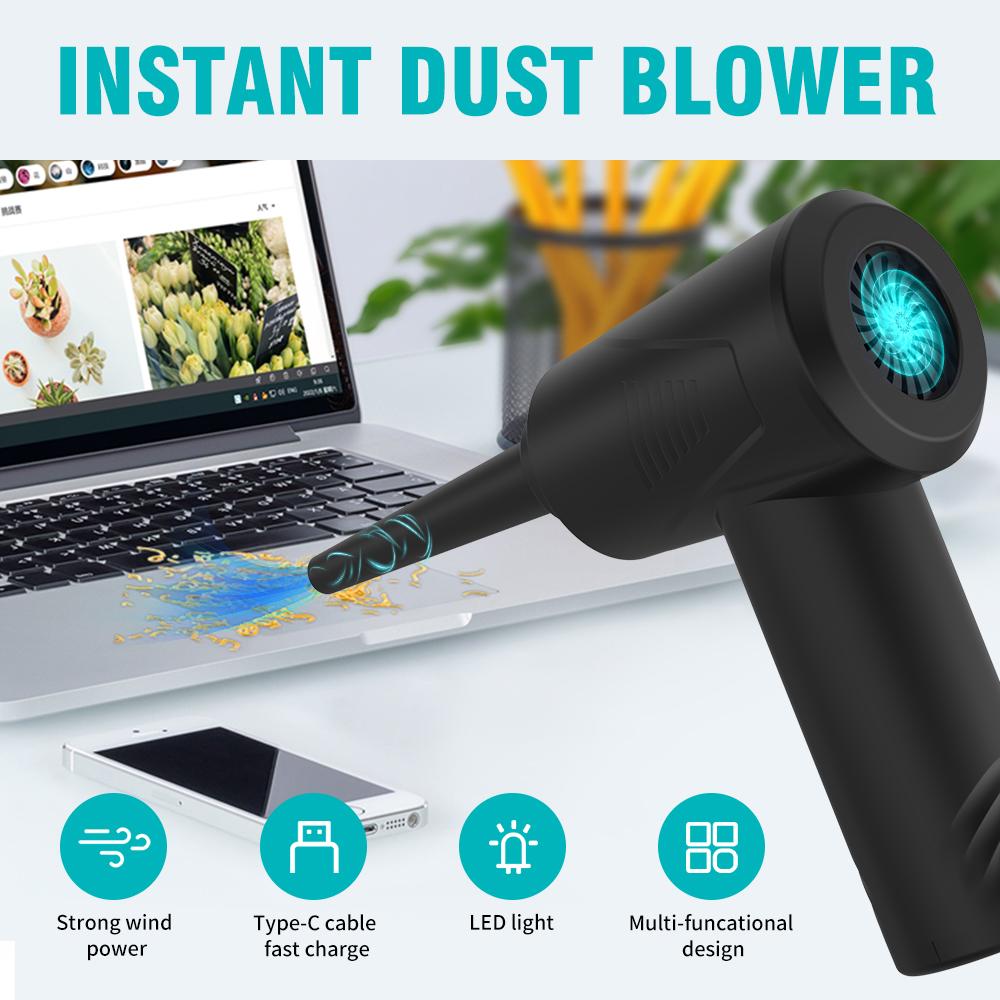 Air Duster Inflator Vacuum Pump 3-IN-1 with Light 3 Gear Adjustable 50000RPM Rechargeable Cordless