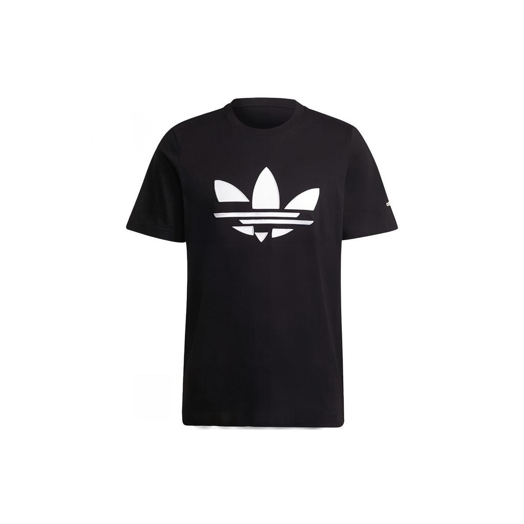 Adidas Originals Trefoil Классическая дышащая футболка с большим логотипом и короткими рукавами, мужские топы, черные H35647