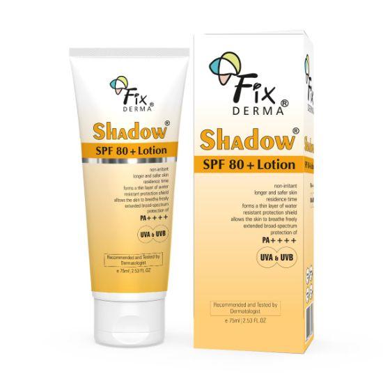 Fixderma Shadow Sunscreen SPF 80+ PA++++ Лосьон | Солнцезащитный крем широкого спектра действия для защиты от UVA и UVB | Нежирный и водостойкий - 75 мл